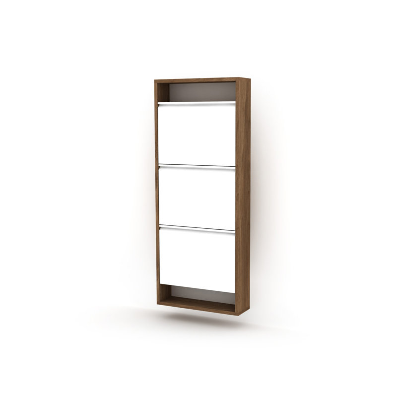 Hide 3 Tier Wood Frame Shoe Storage, California Walnut