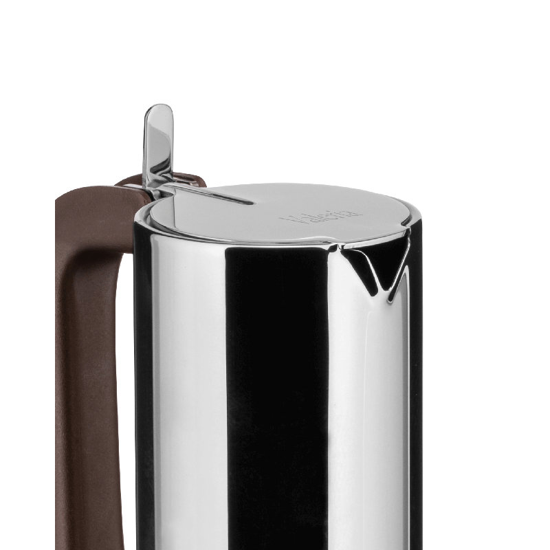 Stainless Steel 3-Cup Espresso Coffee Maker with Brown Handle