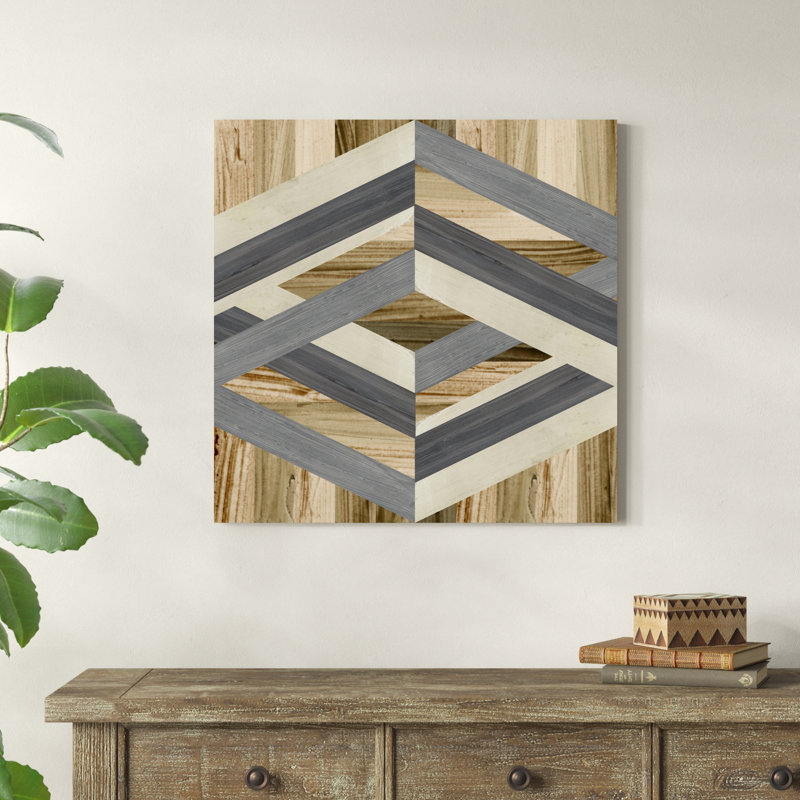 «Geometric Inlay II», peinture sur toile, H 30 po x l 30 po, Toile tendue