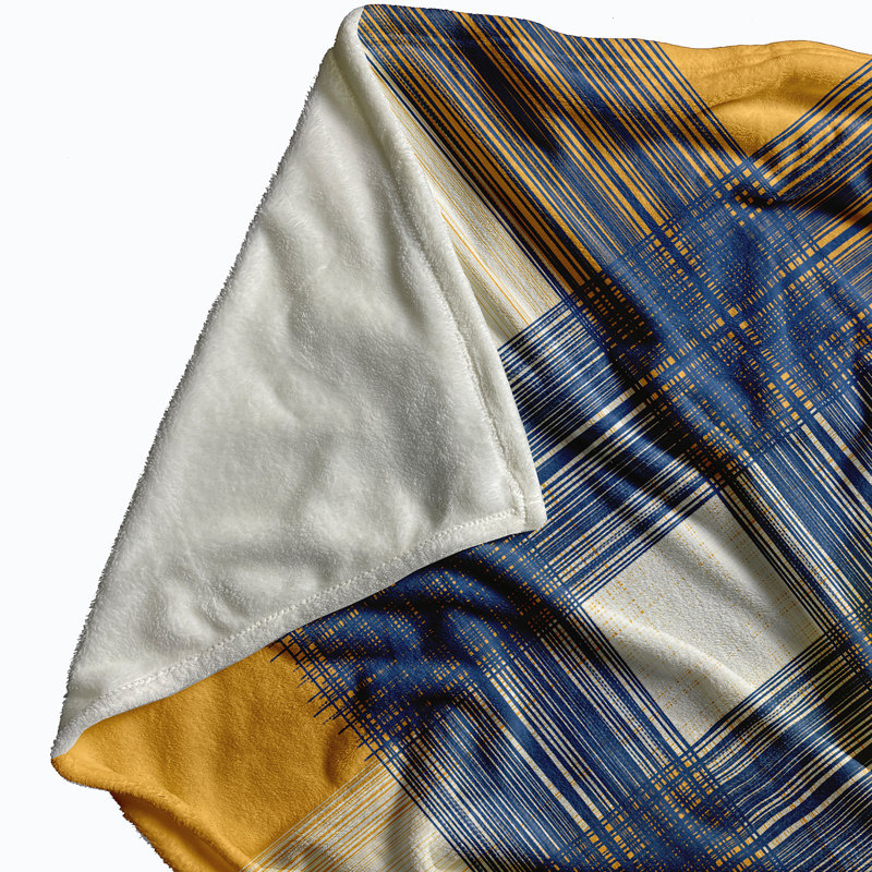 Braud Plain Weave / Muslin Throw Blanket, Yellow/Blue