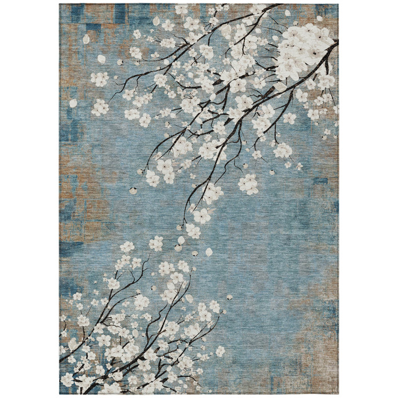 Machine Washable Indoor/Outdoor Boruta ACN2248 Floral Rug, Rectangle 2'6" x 3'10"