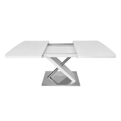 47.25''-63'' Modern White Glossy Dining Table For 4-6 People