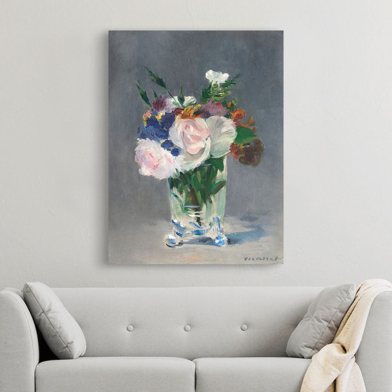 Flowers In A Crystal Vase by Edouard Manet - Wrapped Canvas Art Prints, 100cm H x 70cm W x 4cm D