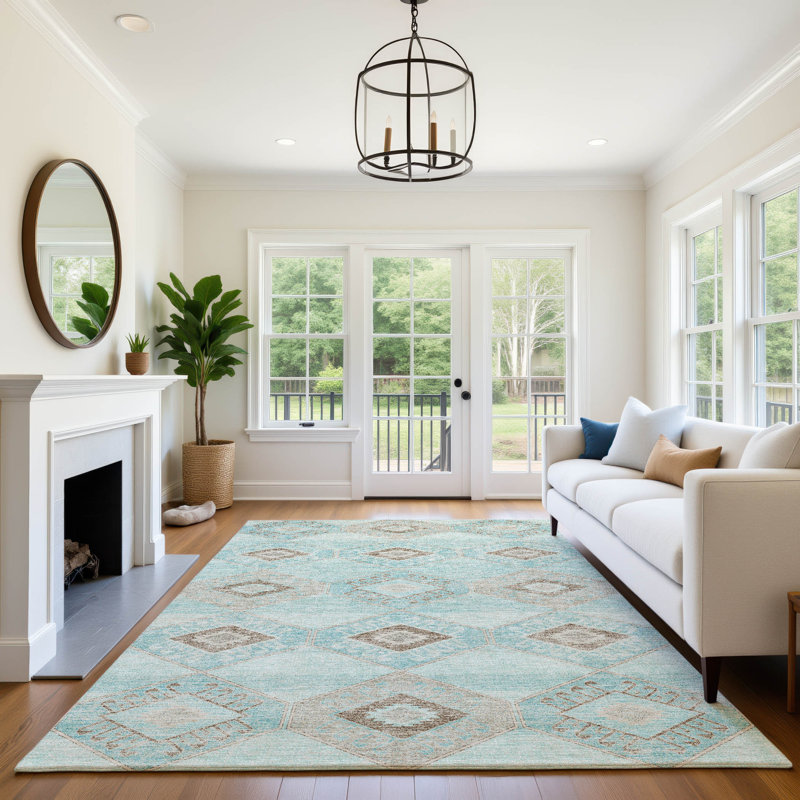 Premium Machine Washable Xamiera AMF1857 Aztec Rug, Rectangle 8' x 10'