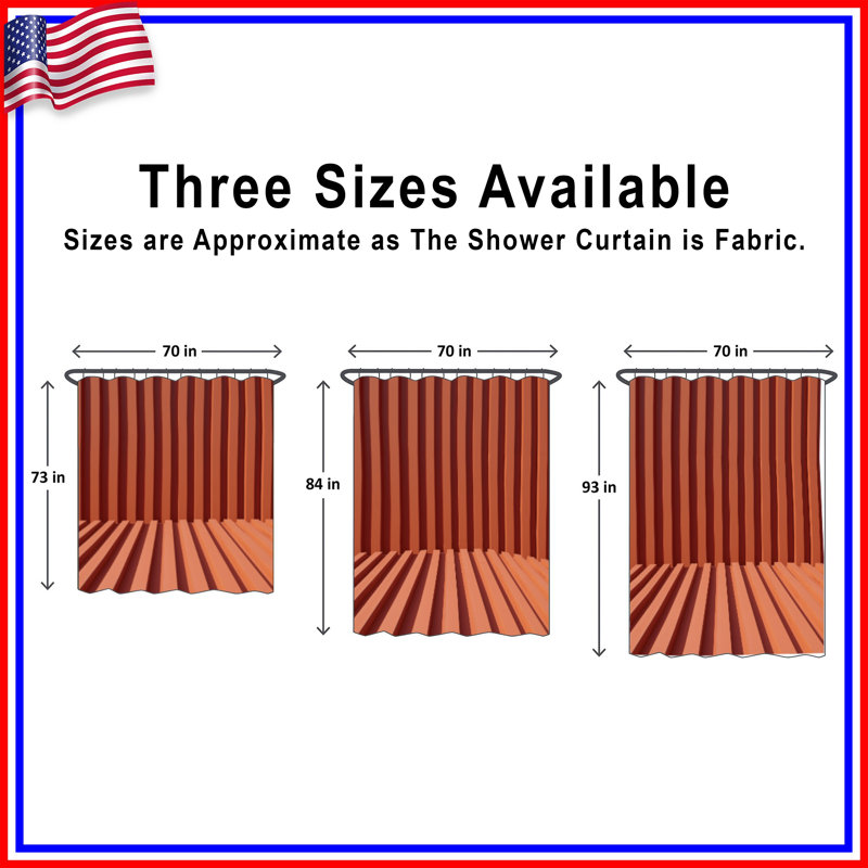 Orange Vertical Lines Shower Curtains Extra Long, 70in W x 84in H