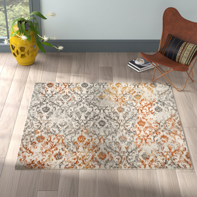 Christa Gray/Orange Rug, Square 6'
