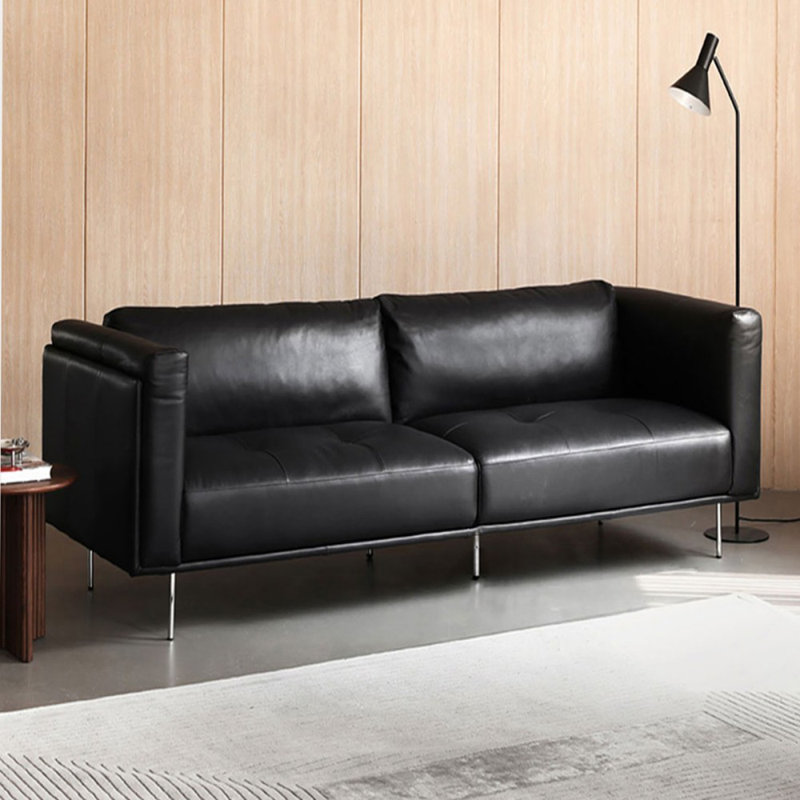 Coussin de canapé standard en cuir véritable, H 30,31 po x l 70,87 po x P 35,83 po, Noir, noir, noir, noir