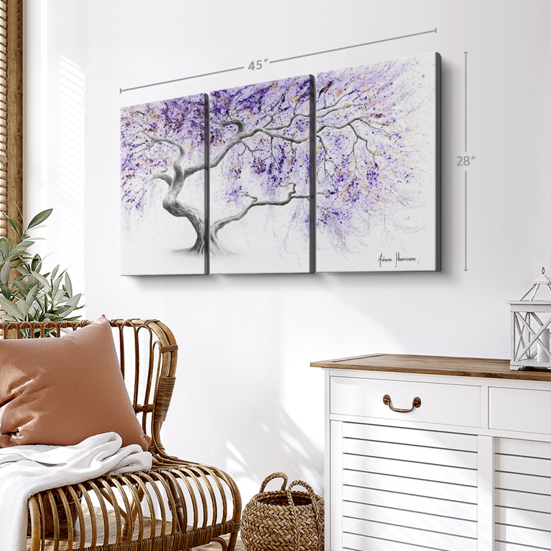 Reproduction sur toile mauve, H 28 po x l 45 po x P 1,25 po