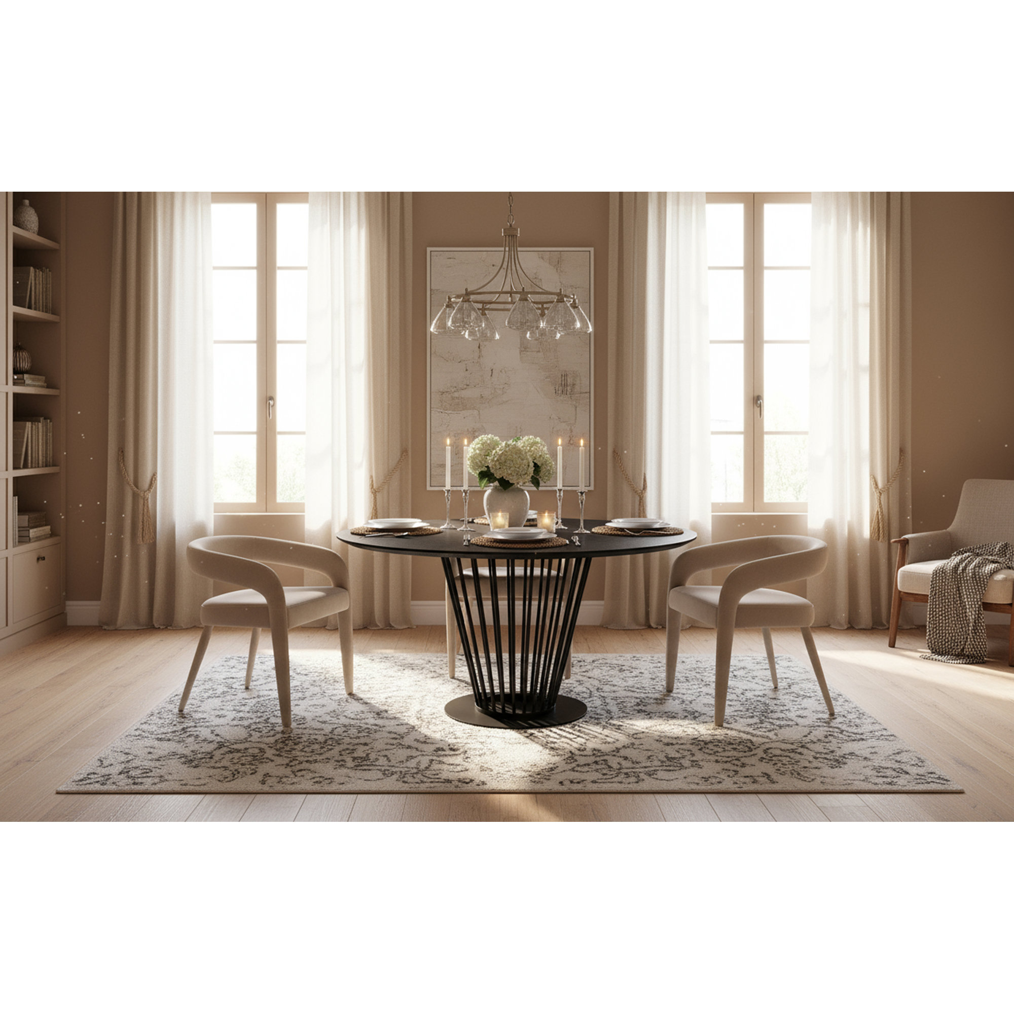 Freddi Velvet Dining Chair, Beige 