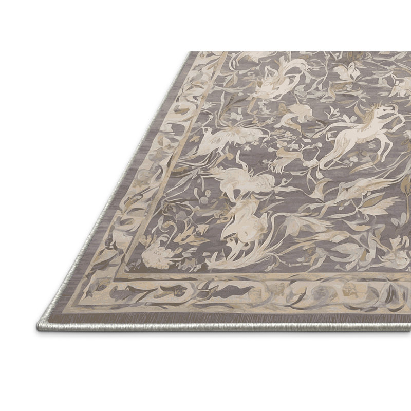 Tapis beige soyeux et moelleux, Carré 6 pi