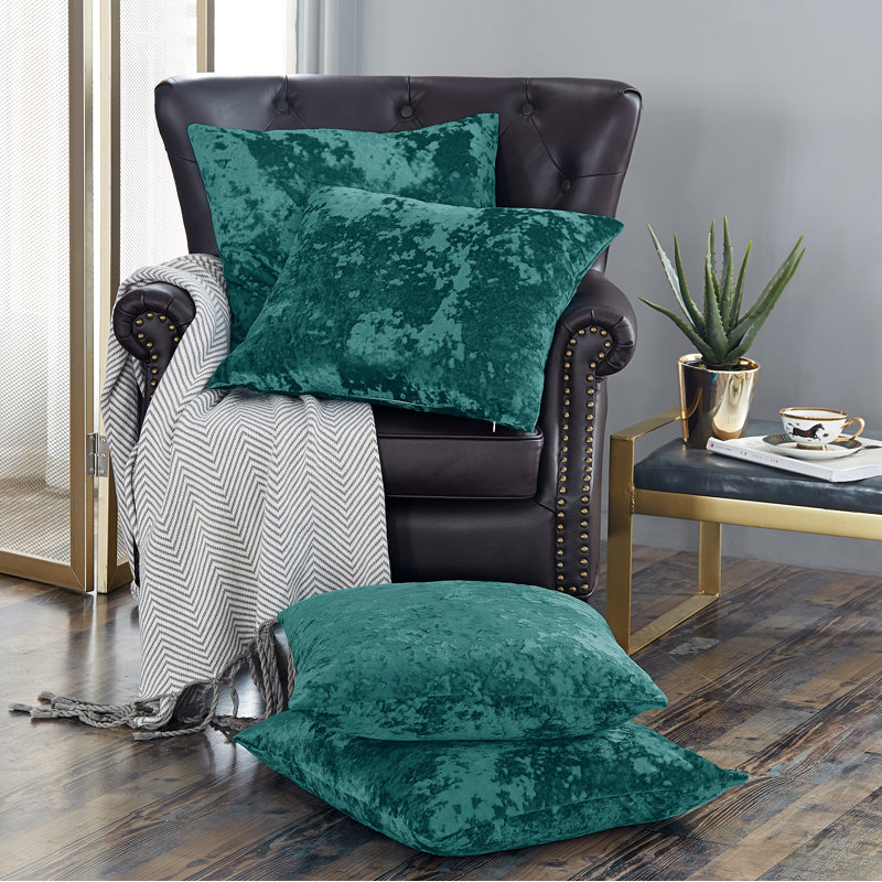 Crushed Velvet Throw Pillow Covers, Sapphire