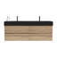 Meuble-lavabo en chêne brut de 60 po (30 po * 2) avec lavabo à surface solide noir mat et tiroirs souples, fixation murale flottante-134281421-134281424-134281425