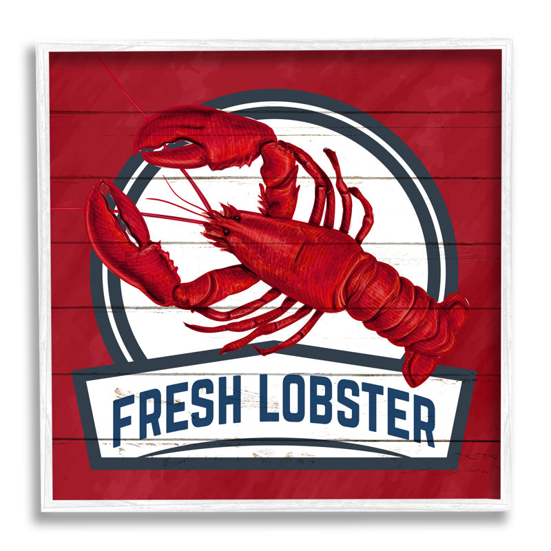 «Red Fresh Lobster», art de la giclée encadrée par Kim Allen, Estampe numérique encadrée blanc bord de mer