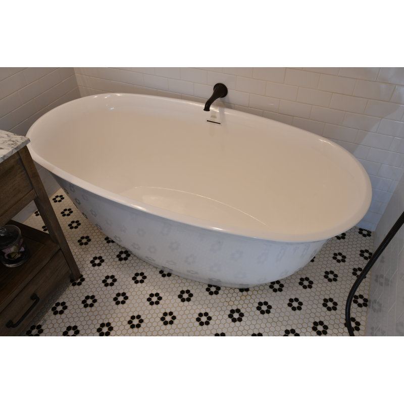 Liberty 63'' L Soaking Bathtub, Glossy White, Matte Black