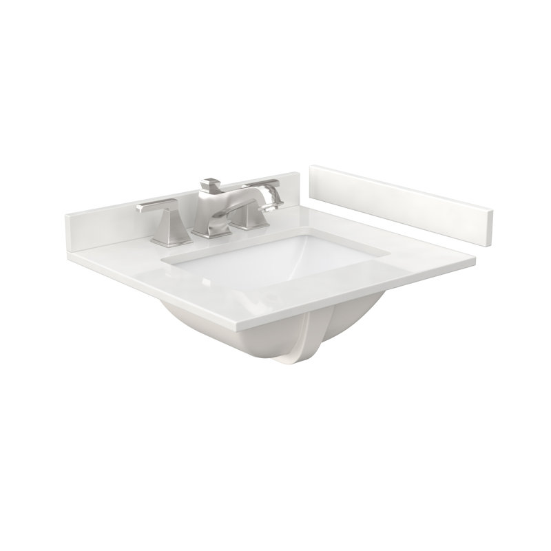 Beckett 24" Freestanding Single Bathroom Vanity with Quartz Top, White, Brushed Gold, White Quartz