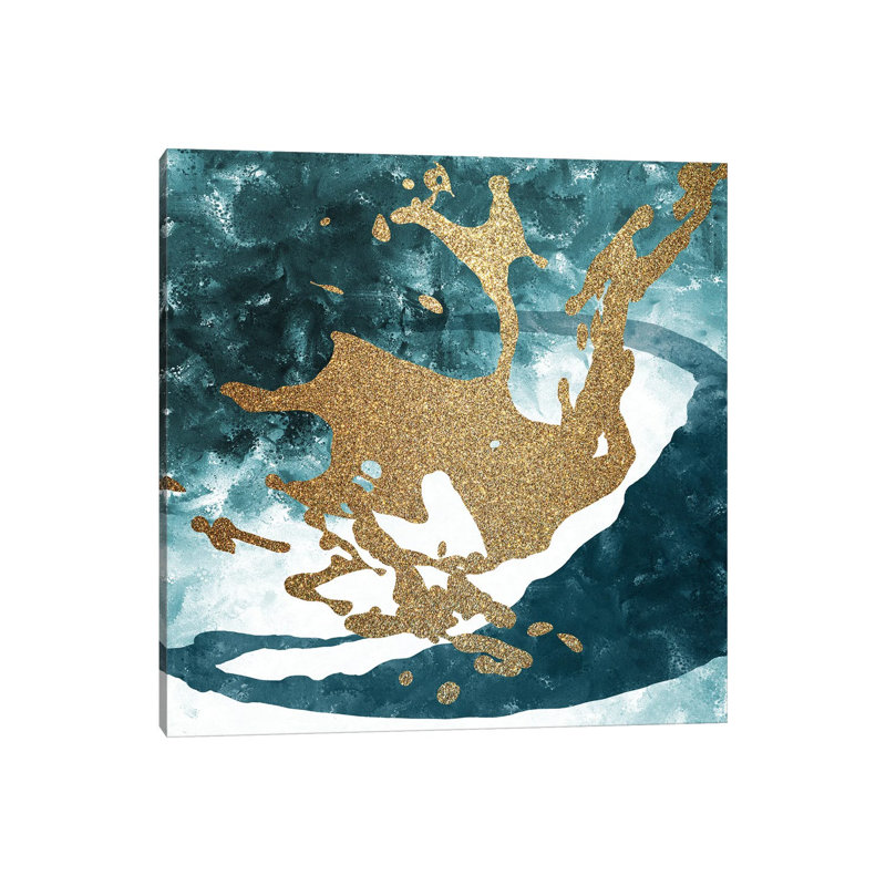 Teal Gold Splash I by Kimberly Allen - Wrapped Canvas Painting, 66.04 cm H x 66.04 cm W x 3.175 cm D