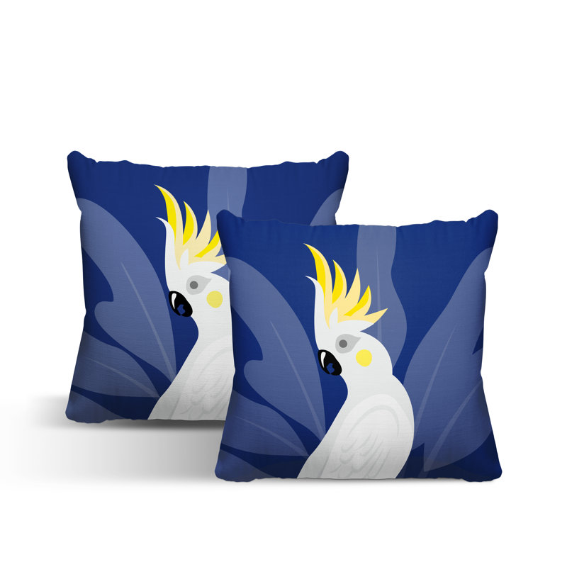 Coussin intérieur / extérieur Catoo Bird, L 15 po x H 15 po, Bleu marine