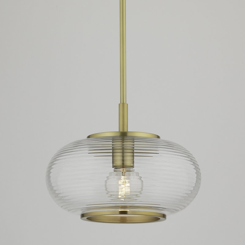 Luminaire suspendu en forme de dôme à 1 lumière Maggie, Laiton vieilli