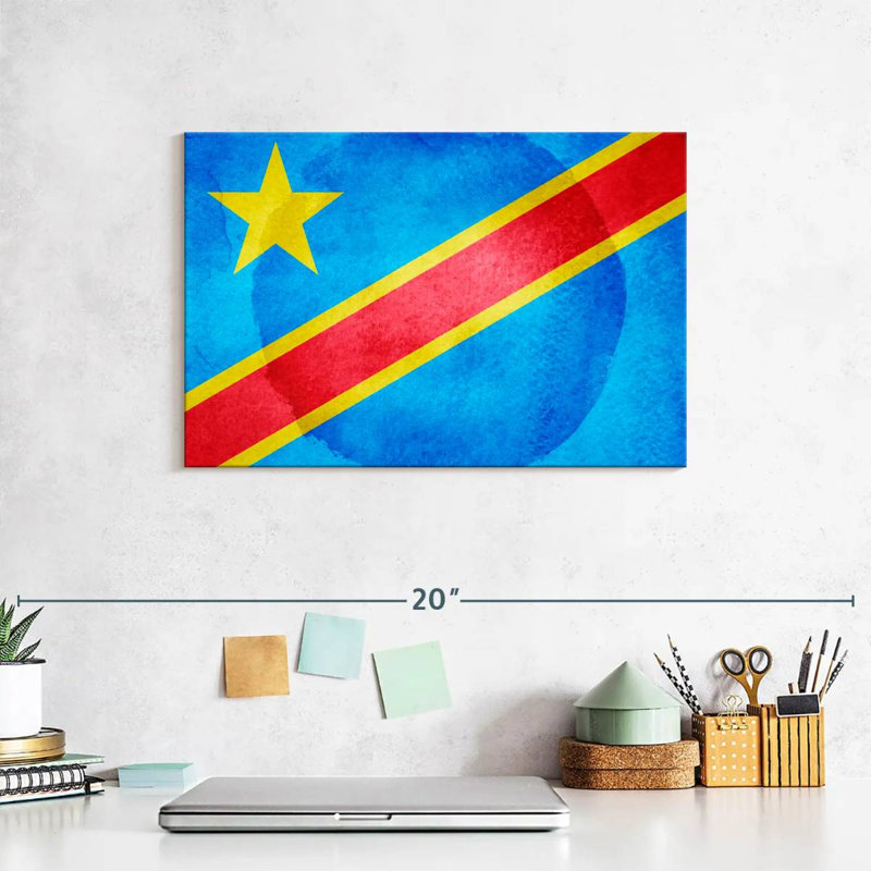 Washed Congo Flag, 8" H x 12" W