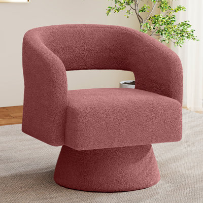 Fauteuil d'appoint pivotant en tonneau, fauteuil rembourré Teddy & Chenille avec base pivotante à 360 ° pleine perle, mobilier d'appoint moderne pour salon, chambre à coucher et meuble-lavabo