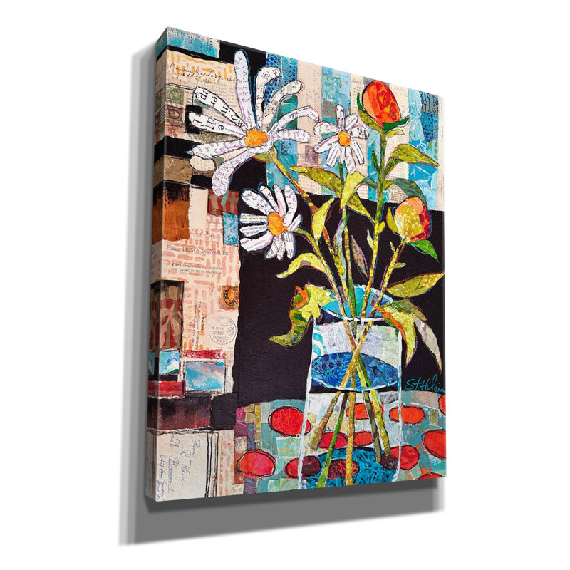 «Polka Dot Floral» par St Hilaire Elizabeth, art mural sur toile, H 34 po x l 26 po