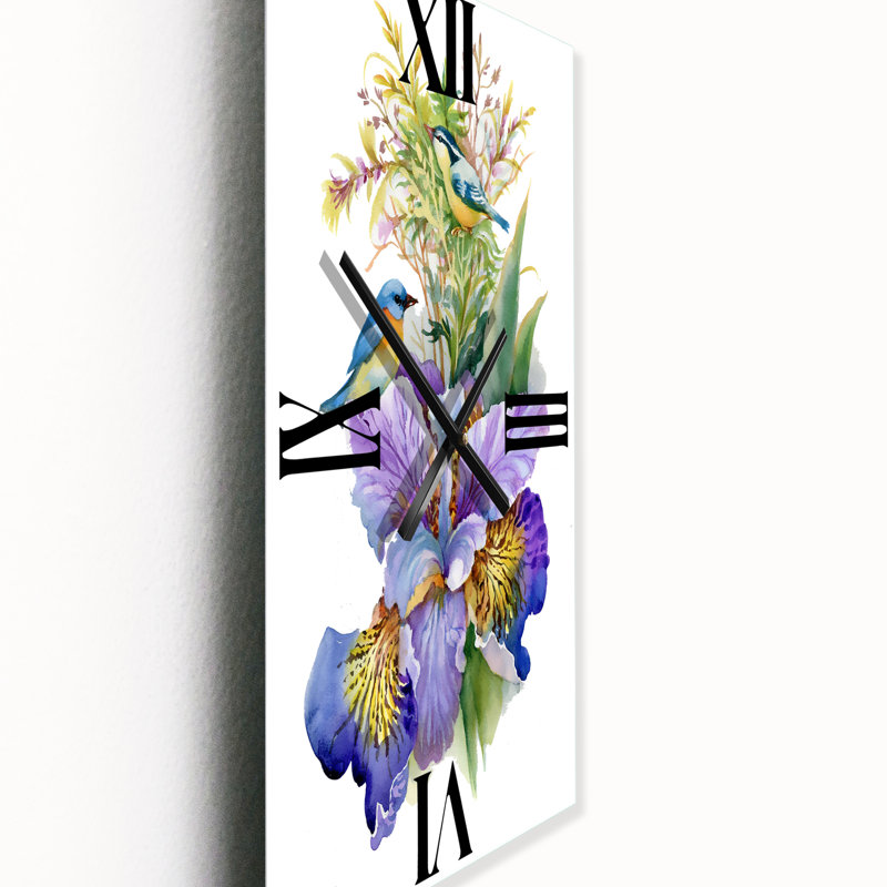 Horloge murale Iris avec oiseaux, Grand