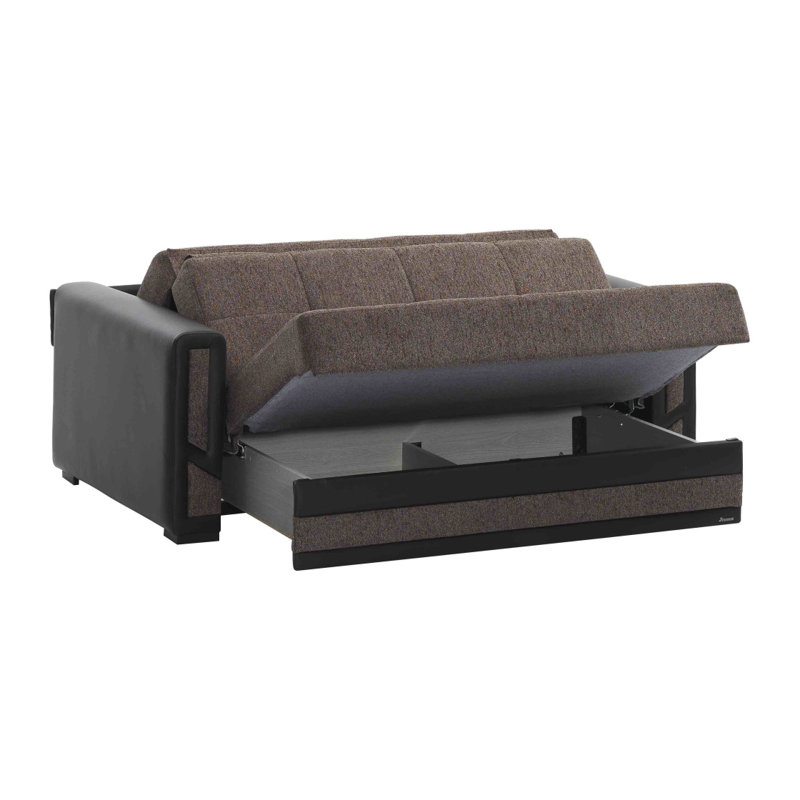 Primenest Plusecraftmax Collection Upholstered Convertible Loveseat With Storage, Brown, Brown