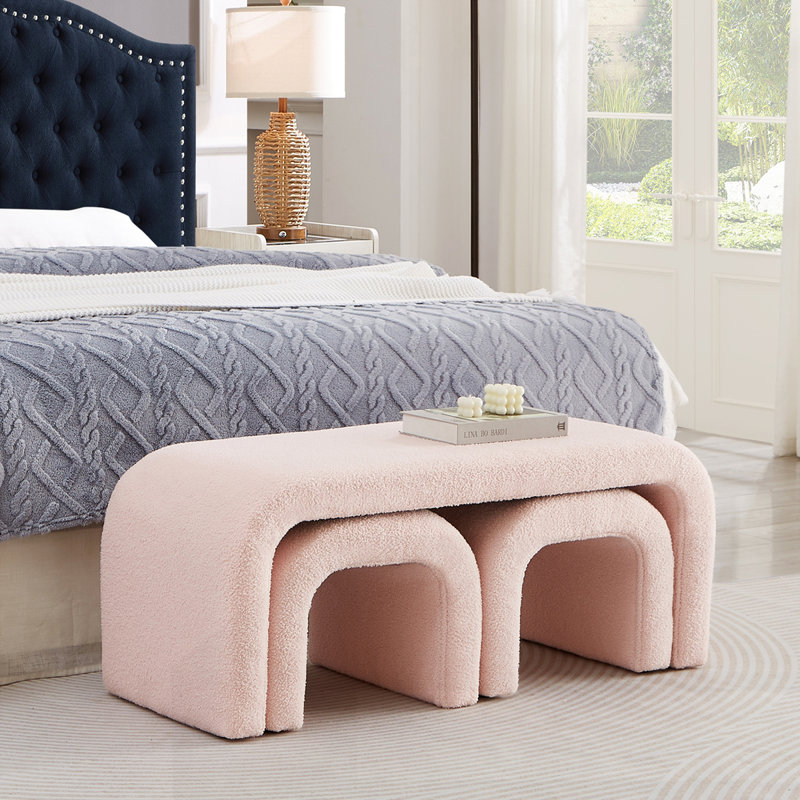 Ensemble de 3 bancs en U modernes, Rose