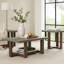 Ensemble de tables d'appoint 3 pièces Eaim, plateau en faux motif de pierre grise, cadre brun