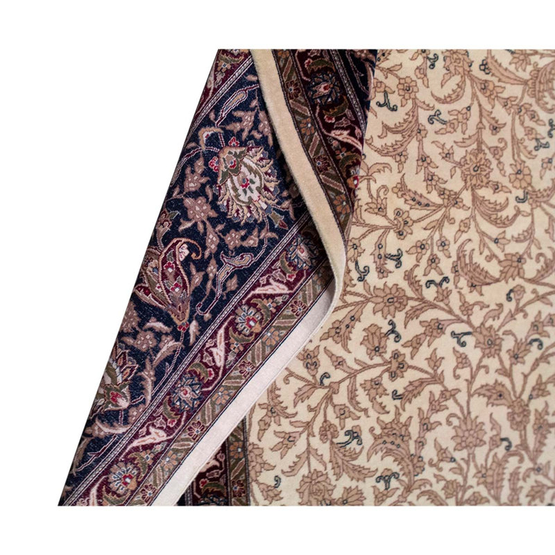 Tapis beige / brun / gris en laine noué à la main de conception unique 8 pi 9 po x 11 pi 9 po