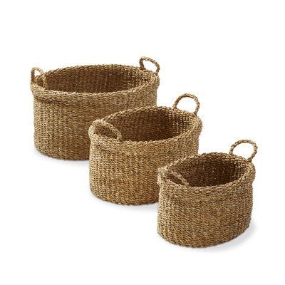  Oval Folding Basket W/Handle S/3