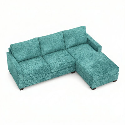 Damon Sectional – Made in USA, Custom Fabric Options, L-Shaped Sectional Wholesale Sectional Furniture - Hepburn Emerald - Fabric