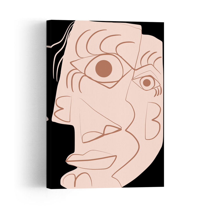 Abstract Cubist Face Abstract Contemporary Minimalist Wall Art Print by Little Dean - Wrapped Canvas Print