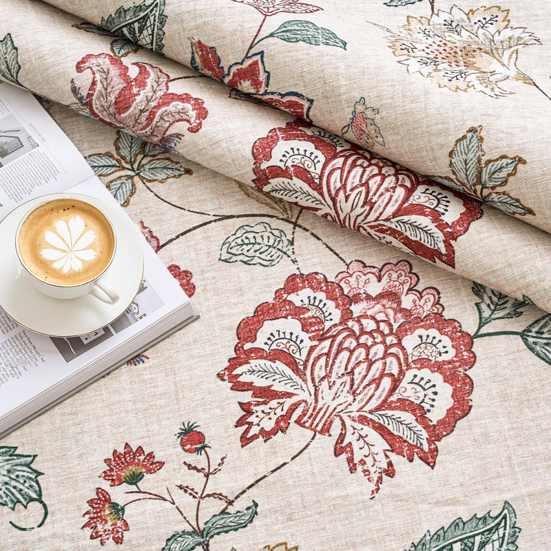 Chinoiserie Floral Rug Vintage Romance Design Washable Non-slip Red/Beige, Runner 2' x 5', Red/Beige