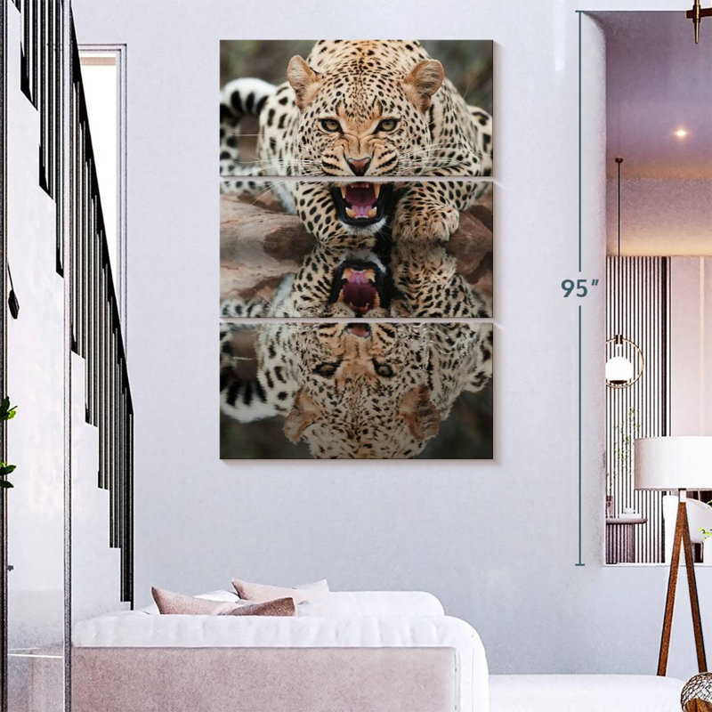 Brampt Leopard Growling Reflection, 32" H x 20" W