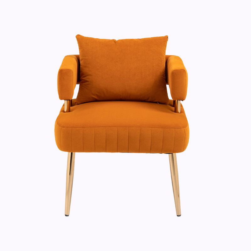 Izayah Upholstered Accent Chair, Orange Velvet