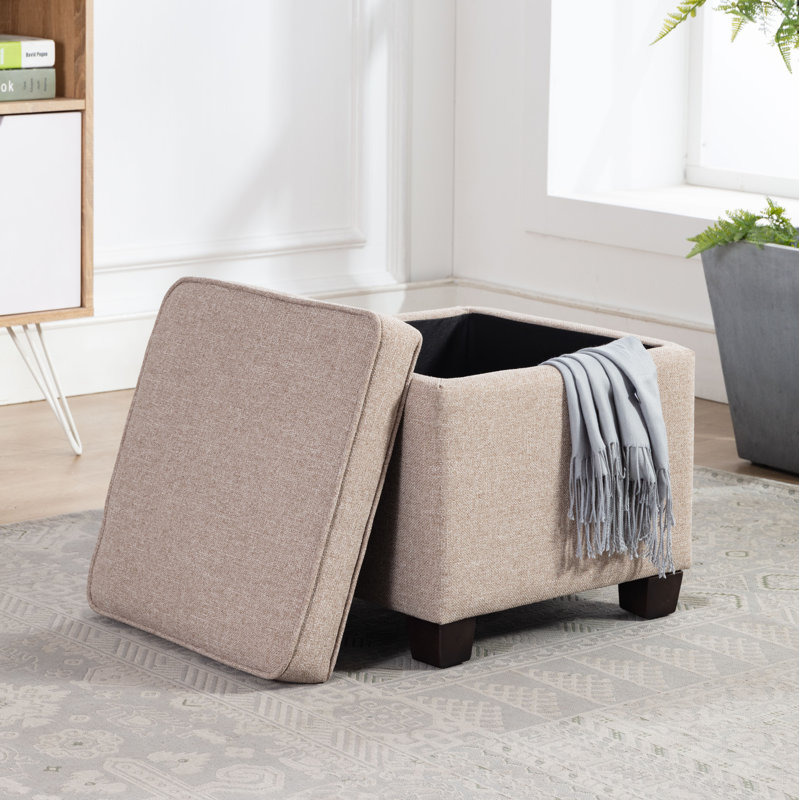 Borowski Upholstered Ottoman, Dark Brown, Beige
