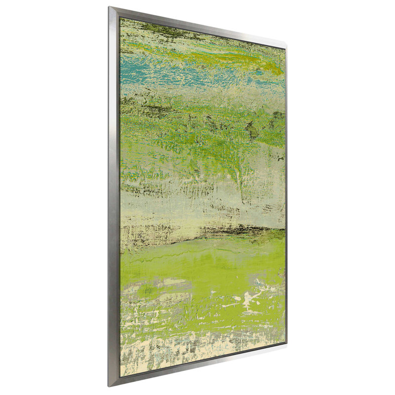 «Organic Green II», reproduction d'art sur toile encadrée, H 33,5 po x l 21,5 po x P 2 po, Cadre flottant argent