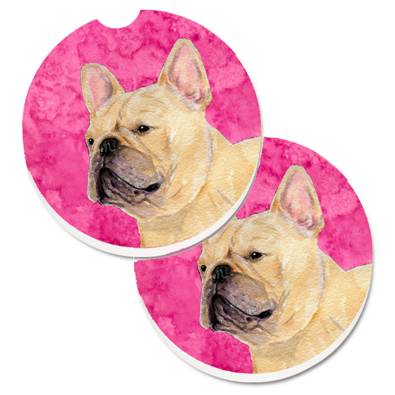 Sous-verre barbu collie voiture, Bouledogue français beige