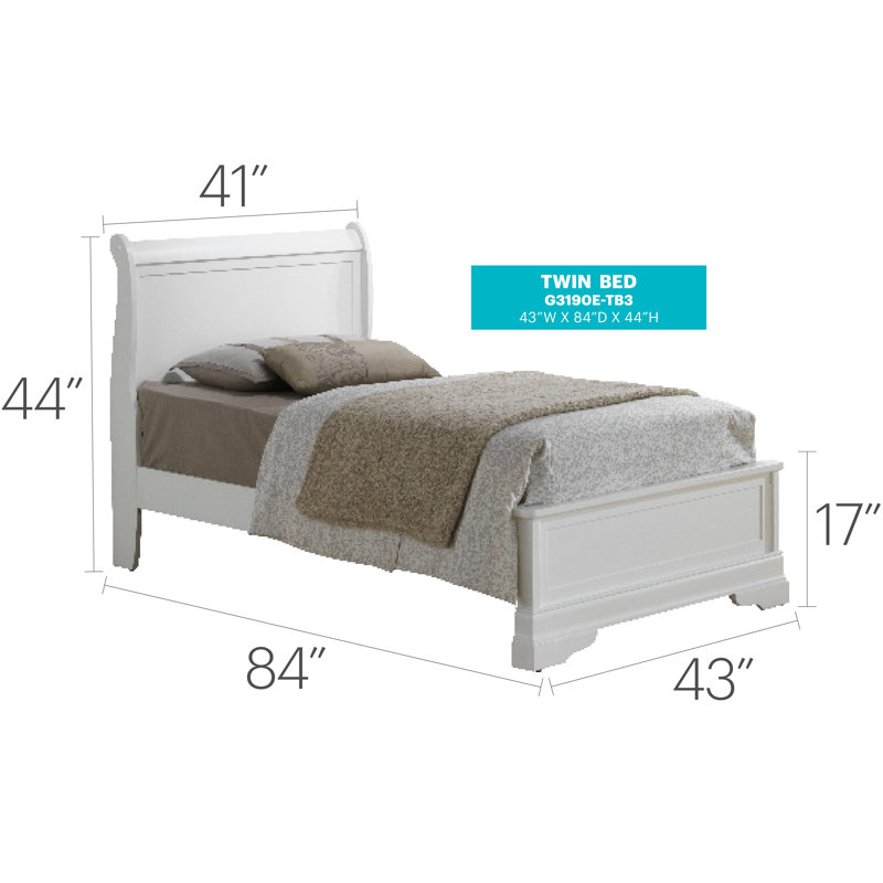 Louis Phillipe Standard Bed, Twin, Cream