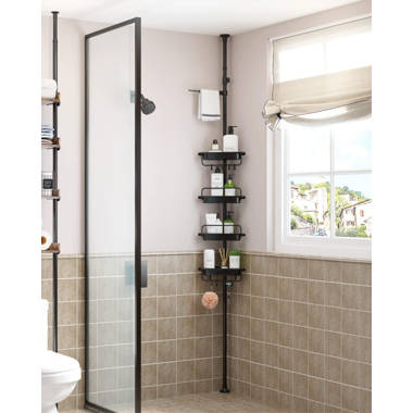 iDesign Bronze Steel 4-Shelf Tension Pole Freestanding Shower
