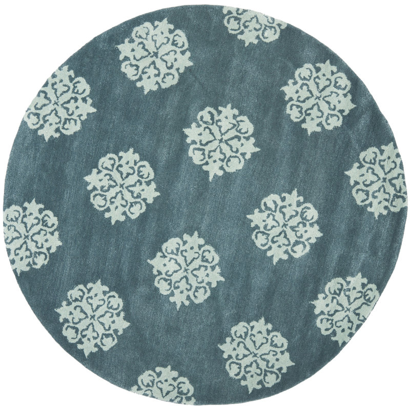 Steve Hand Tufted Wool Damask Rug, Round 6'