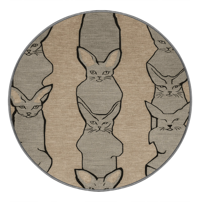  Tapis lavable avec chats Levkoy, Rond 5 pi