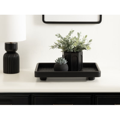 Creekmore Woven Rattan Rectangular Footed Tray