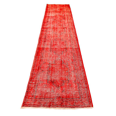 3x13 Red Turkish Overdyed Runner