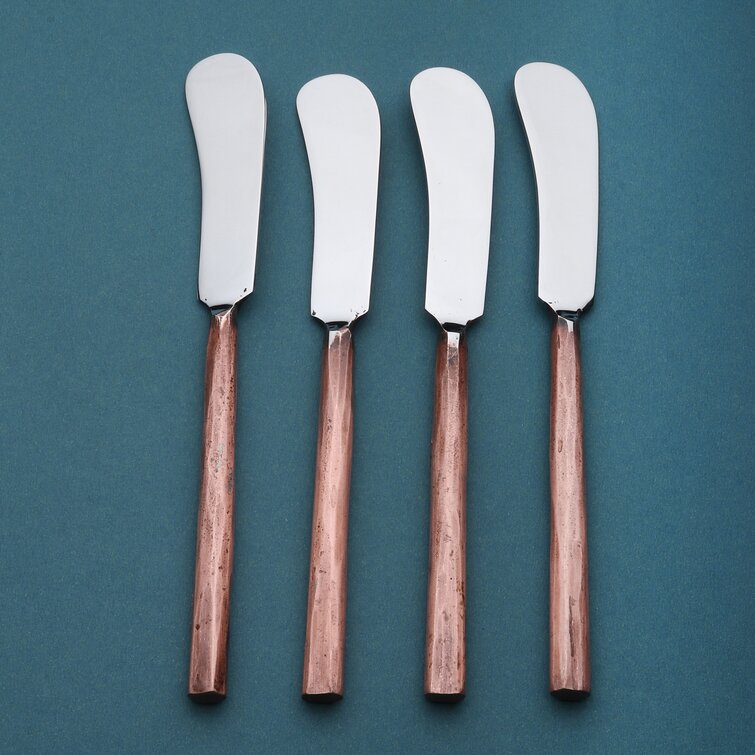 17 Stories Ahrie Design Copper Antique Butter Knife/Spreader 4 Pcs. Set
