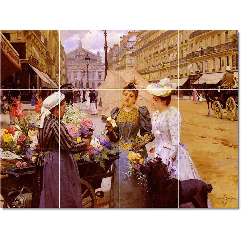 Carreau de céramique décorative 24 po x 18 po 6 po x 6 po, Louis Louis Schryver, femme, peinture W23140