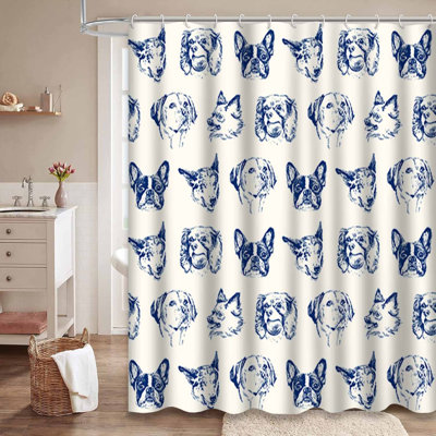 Rideau de douche avec 12 crochets Dogs