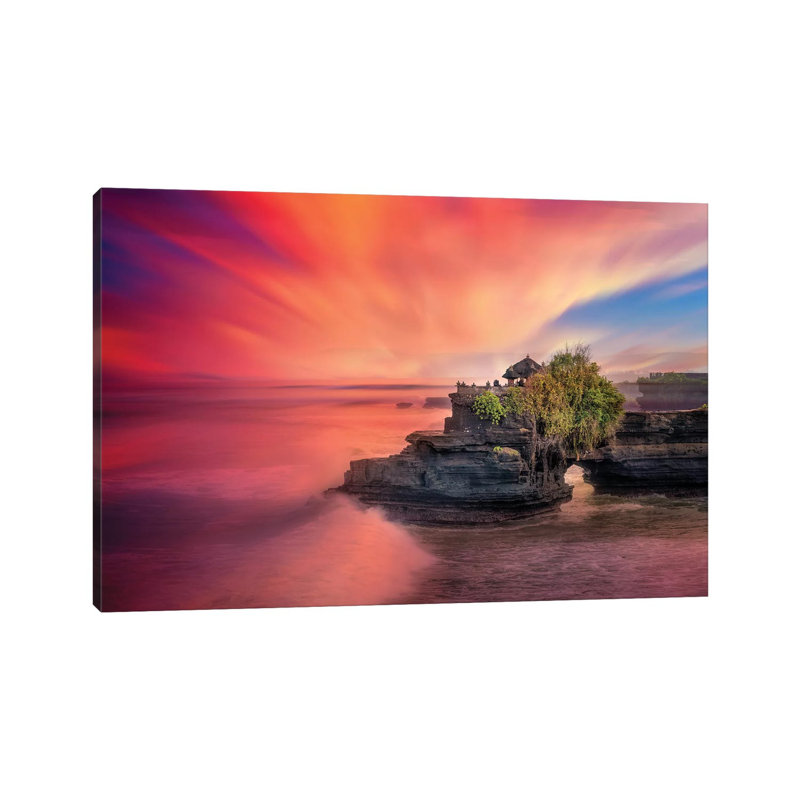 Batu Bolong Temple by Marco Carmassi - Painting on Canvas, Wrapped Canvas, 30.48 cm H x 45.72 cm W