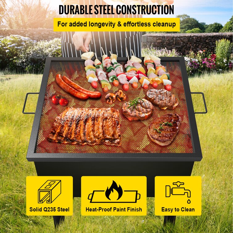 VEVOR Campfire Grill Grate,Double Layer Fire Pit Grill Grate Over Fire Pit, Three Section Height Adjustable Grill Grate, Steel Mesh Cooking Grate